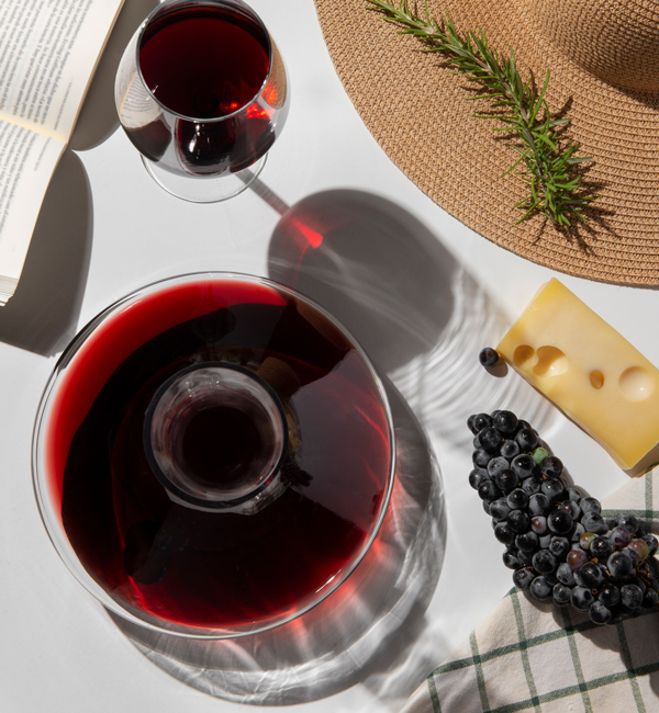 top-view-wine-carafe-glass-table